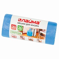 Мешки для мусора 30 л, синие, в рулоне 30 шт., ПНД, 10 мкм, 600х500 мм, LAIMA, 601378 в Краснодаре