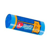 Мешки для мусора 20 л, синие, в рулоне 30 шт., ПНД, 8 мкм, 500х400 мм, Comfort, М0017 (МН 20-30с) в Краснодаре