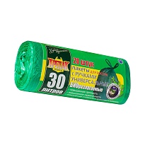Мешки для мусора 30 л, биоразлагаемые, с ручками, черные, в рулоне 20 шт., ПНД, 11 мкм, 660х500 мм, Крепак, 4607075710030 в Краснодаре