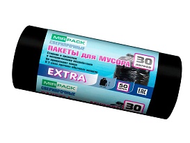 Мешки для мусора 30 л, ароматизированные, черные, в рулоне 50 шт., ПНД, 12 мкм, 600х500 мм, EXTRA, 3050500 в Краснодаре