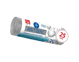 Мешки для мусора 35 л, серые, в рулоне 25 шт., ПНД, 9 мкм, 560х530 мм, GRIFON ANTIBAC, 101-128 в Краснодаре