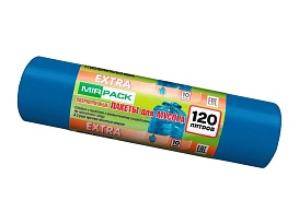 Мешки для мусора 120 л, синие, в рулоне 10 шт., ПНД, 14 мкм, 1100х700 мм, EXTRA, ex1201802 в Краснодаре
