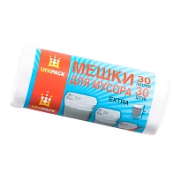 Мешки для мусора 30 л, белые, в рулоне 30 шт., ПНД, 5 мкм, 560х480 мм, Эконом, МЭ2585 (МНЭ 30-30б) в Краснодаре