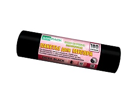 Мешки для мусора 180 л, ароматизированные, черные, в рулоне 10 шт., ПВД, 50 мкм, 1100х930 мм, EXTRA black, 18008301 в Краснодаре