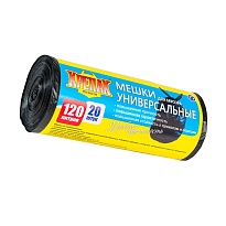Мешки для мусора 120 л, черные, в рулоне 20 шт., ПНД, 15 мкм, 1100х700 мм, Крепак, 4607075710207 в Краснодаре