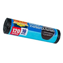 Мешки для мусора 120 л, с ушками, черные, в рулоне 10 шт., ПНД, 15 мкм, 1100х700 мм, Крепак, 4607075710474 в Краснодаре