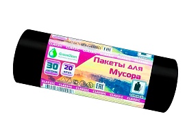 Мешки для мусора 30 л, черные, в рулоне 20 шт., ПНД, 7 мкм, 600х500 мм, MIRPACK Classik, 302040 в Краснодаре