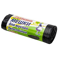 Мешки для мусора 160 л, черные, в рулоне 10 шт., ПВД, 23 мкм, 1200х900 мм, Любаша, 607681 в Краснодаре