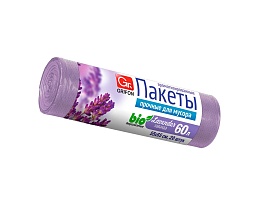 Мешки для мусора 60 л, ароматизированные, Лаванда, сиреневые, в рулоне 20 шт., ПНД, 9 мкм, 650х550 мм, GRIFON Aroma, 101-023 La в Краснодаре