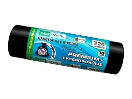 Мешки для мусора 220 л, черные, в рулоне 10 шт., ПВД, 45 мкм, 1250х930 мм, PREMIUM+, 2201068 в Краснодаре