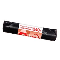 Мешки для мусора 240 л, черные, в рулоне 10 шт., ПВД 100 мкм, 1350х900 мм, Концепция Быта, 603887 в Краснодаре