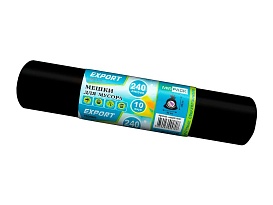 Мешки для мусора 240 л, черные, в рулоне 10 шт., ПВД 80 мкм, 1300х930 мм, EXPORT, exp 24010167 в Краснодаре