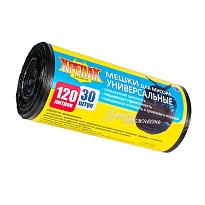 Мешки для мусора 120 л, черные, в рулоне 30 шт., ПНД, 15 мкм, 1100х700 мм, Крепак, 4607075710122 в Краснодаре