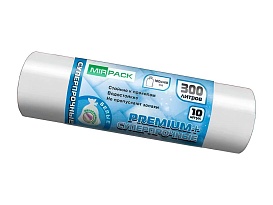 Мешки для мусора 300 л, белые, в рулоне 10 шт., ПВД 70 мкм, 1400х1000 мм, PREMIUM+, 300101602 в Краснодаре