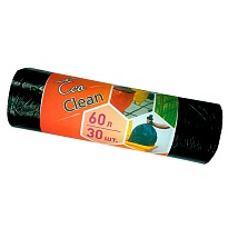 Мешки для мусора 60 л, черные, в рулоне 30 шт., ПНД, 6 мкм, 640х580 мм, Концепция Быта EcoClean, 603890 в Краснодаре