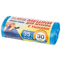 Мешки для мусора 35 л, с ушками, синие, в рулоне 30 шт., ПНД, 11 мкм, 650х500 мм, LAIMA ULTRA, 607684 в Краснодаре