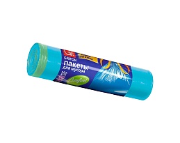 Мешки для мусора 120 л, с завязками, голубые, в рулоне 10 шт., ПНД, 18 мкм, 1100х700 мм, GRIFON, 101-065 в Краснодаре