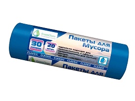 Мешки для мусора 30 л, синие, в рулоне 20 шт., ПНД, 7 мкм, 600х500 мм, MIRPACK Classik, 302041 в Краснодаре