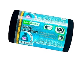 Мешки для мусора 100 л, черные, в рулоне 10 шт., ПВД, 70 мкм, 1000х600 мм, PREMIUM+, 1001076 в Краснодаре