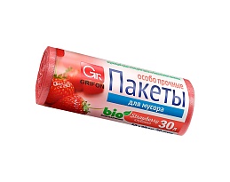 Мешки для мусора 30 л, ароматизированные, Клубника, красные, в рулоне 20 шт., ПНД, 9 мкм, 560х530 мм, GRIFON Aroma, 101-020 K в Краснодаре