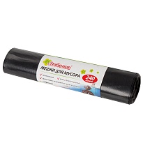 Мешки для мусора 240 л, черные, в рулоне 5 шт., ПВД 30 мкм, 1300х900 мм, Любаша, 605338 в Краснодаре