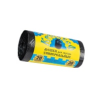 Мешки для мусора 20 л, с ушками, черные, в рулоне 30 шт., ПНД, 10 мкм, 550х440 мм, Крепакоф, 4607075710221 в Краснодаре
