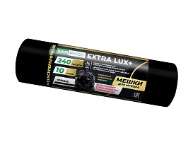 Мешки для мусора 240 л, черные, в рулоне 10 шт., ПВД 60 мкм, 1300х930 мм, EXTRA LUX+, 24010115 в Краснодаре