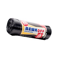 Мешки для мусора 60 л, черные, в рулоне 20 шт., ПНД, 9 мкм, 700х600 мм, МЕШКОFF, 4045 в Краснодаре